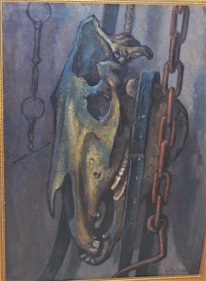 Gerard Post Greve - stilleven met paardenschedel en attributen - olieverf kopen? Bied vanaf 99!