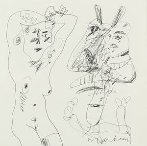 Anton Martineau - Pentekening van een naakt met figuur - Ingelijst kopen? Bied vanaf 1!