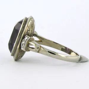 14k gouden ring bezet met amethist en roos diamanten tot. 0.05ct - rm 17.5(55) kopen? Bied vanaf 200!