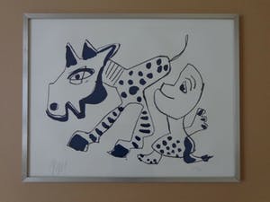 Karel Appel - PAARD & FIGUUR / ZW-W LITHO / 51x66cm / KADER / SIG kopen? Bied vanaf 295!