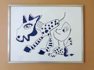 Karel Appel - PAARD & FIGUUR / ZW-W LITHO / 51x66cm / KADER / SIG verkocht voor € 295!