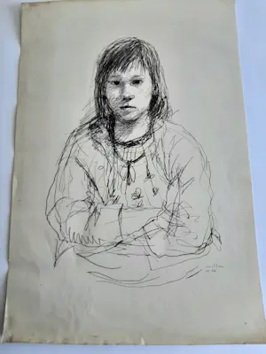Aat Veldhoen - Rotaprint, Portret van Henny, een buurmeisje kopen? Bied vanaf 20!