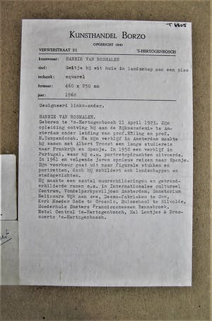 Harrie van Rosmalen - Aquarel - Geitje bij wit huis in landschap aan plas kopen? Bied vanaf 40!