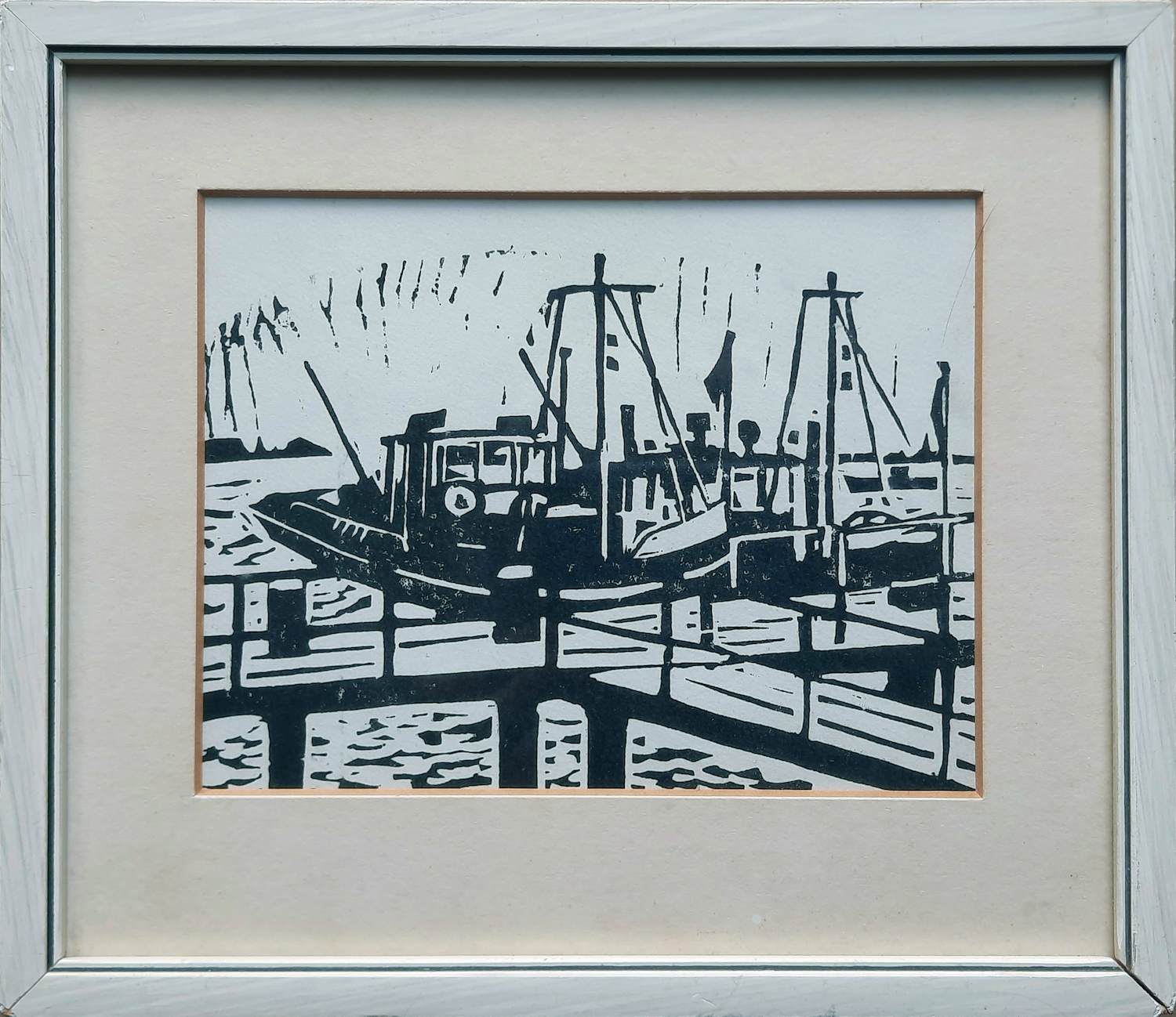 Buy Gradus Verhaaf - Linosnede "Haven" - 1968 - ingelijst - 25698? Bid from 85!
