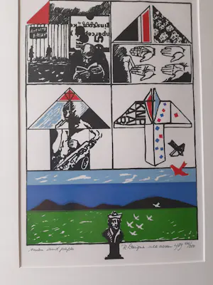 Renaud Levigne - Zeefdruk, titel, Man and paper kopen? Bied vanaf 35!