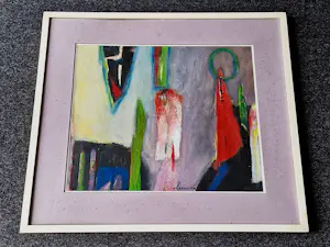 Wil van Leeuwen - Grote expressionistische Gouache - "de Ochtend" - fraai ingelijst - gesigneerd kopen? Bied vanaf 47!