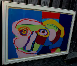 Karel Appel - Ingelijste kleurenlitho: ''dream colored head'' - 1970 (groot werk!) kopen? Bied vanaf 1395!