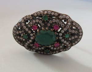 Niet of onleesbaar gesigneerd - Zilveren (925) Afghaanse Kuchi Halsketting met hanger en twee ringen kopen? Bied vanaf 1!