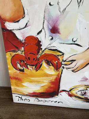 Theo Broeren - Glicée met Acryl op doek „ Kokkerellen 2 „ kopen? Bied vanaf 120!