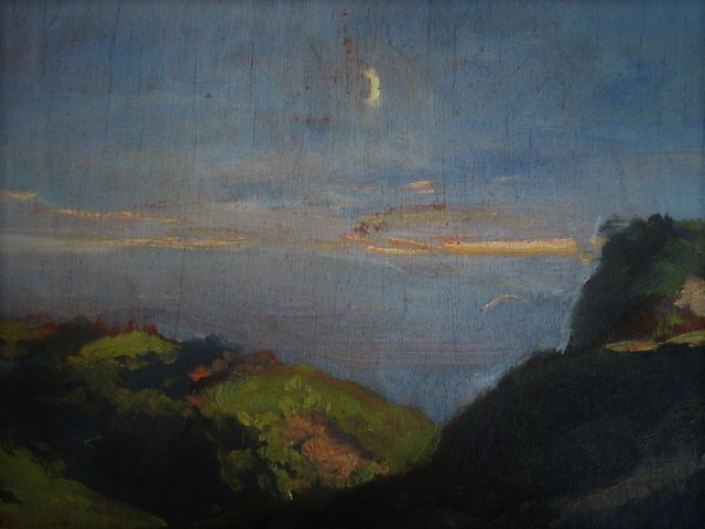 Anton Funke Kupper - Sfeervol impressionistisch olieverf "Duinlandschap bij invallende avond" gesigne kopen? Bied vanaf 1!