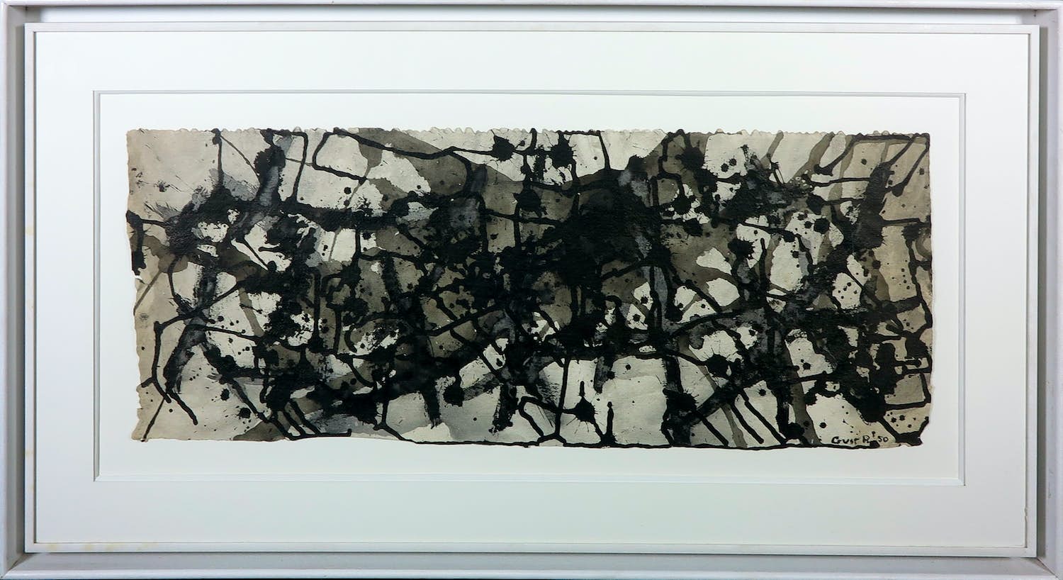 Gust Romijn - Gouache op papier, Abstracte compositie - Ingelijst verkocht voor € 350!