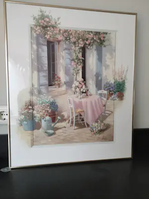 Peter Motz - dubbel zicht op binnenplaats met bloemen kopen? Bied vanaf 100!