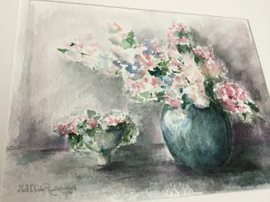 Maria de Ruiter de Witt - Vazen met bloemen | aquarel - ingelijst kopen? Bied vanaf 35!