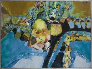 Kees Okx - Olieverf op doek, Abstract landschap - Ingelijst kopen? Bied vanaf 150!