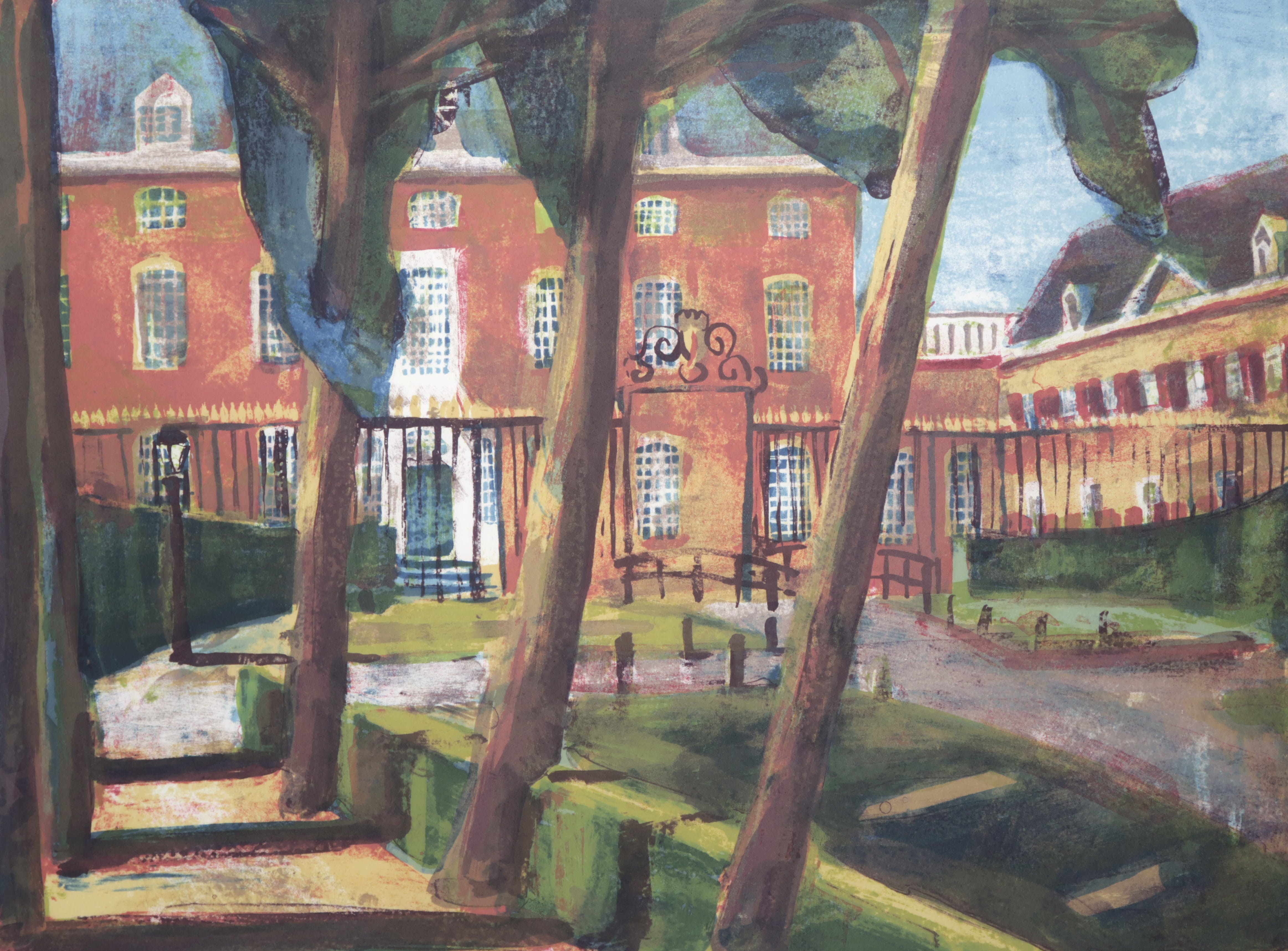 Jeroen Hermkens - Kleurenlitho, Slot Zeist, Gesigneerd verkocht voor € 60!