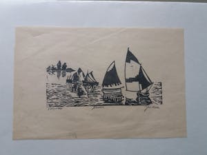 Jac. de Beer - Houtsnede "Volendam - Haven-" kopen? Bied vanaf 11!