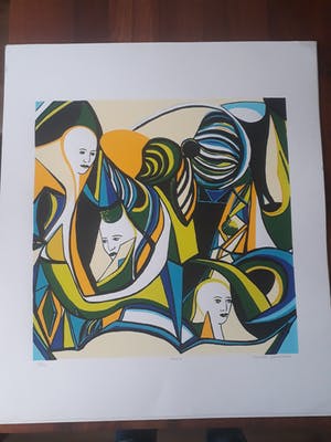 Maartje Wijngaarden - 13 grote zeefdrukken ''faces" kopen? Bied vanaf 65!