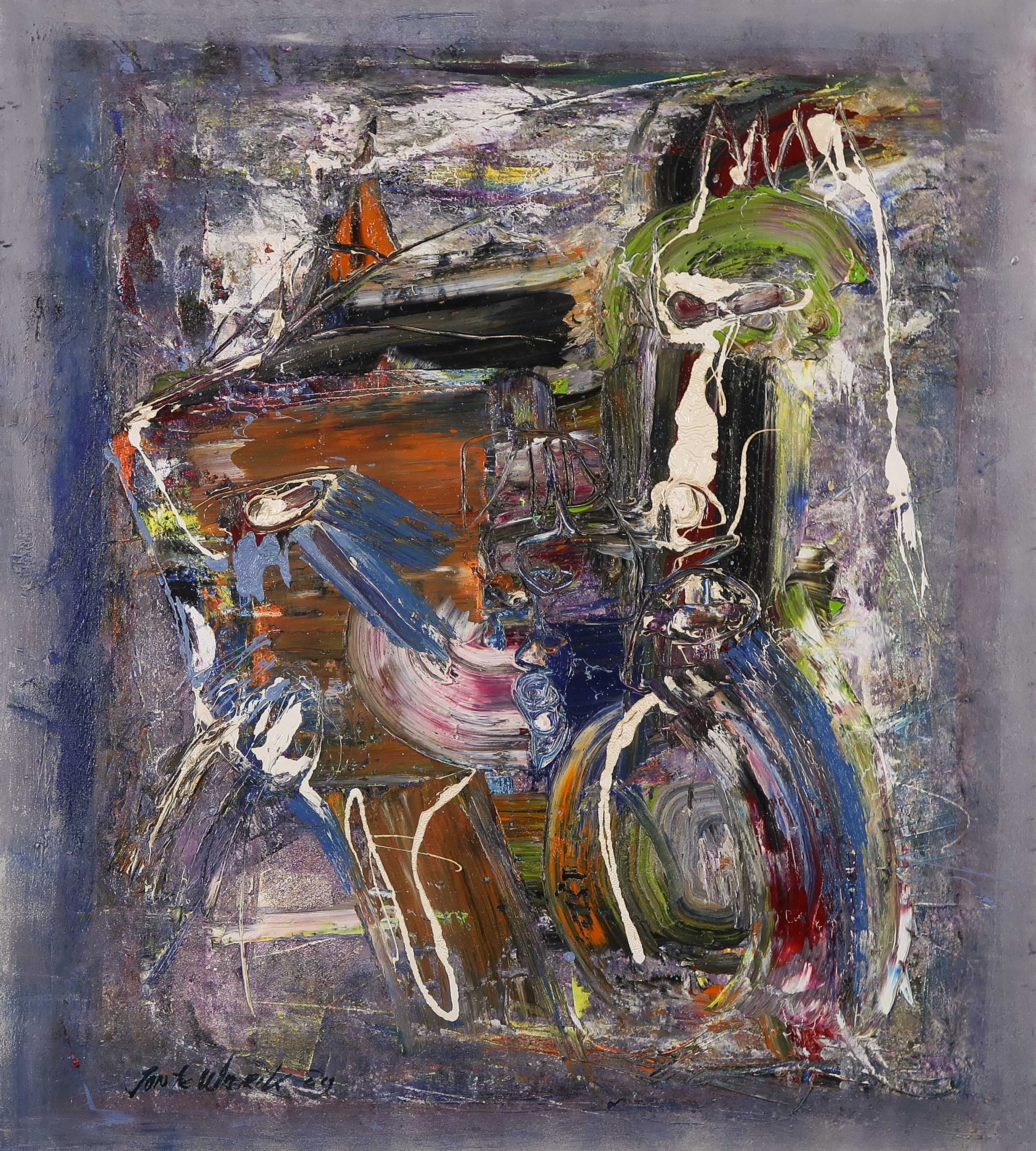 Jan te Wierik - Olieverf op doek, Z.T. Abstracte compositie kopen? Bied vanaf 1500!