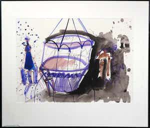 Andre Martens - Gemengde techniek op papier, Zonder titel - Ingelijst verkocht voor € 35!