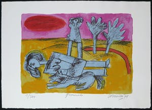 Corneille - Portfolio met vier litho's, Promenade, met een gedicht door Simon Vinkenoog kopen? Bied vanaf 1!