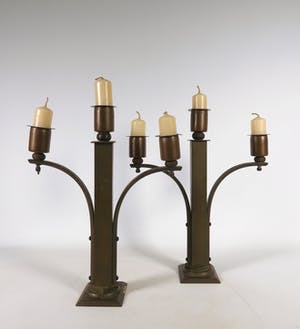 Nieuwe Kunst - 2 koperen Art Deco kandelaars kopen? Bied vanaf 35!