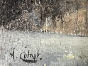 Arnout Colnot - Dorpsgezicht met beek in winter - Olieverf op canvas kopen? Bied vanaf 150!