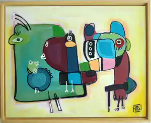 Jasper Banen - Acrylverf op doek , ingelijst , Voor de bevalling – 2021 vendu pour 110€ !