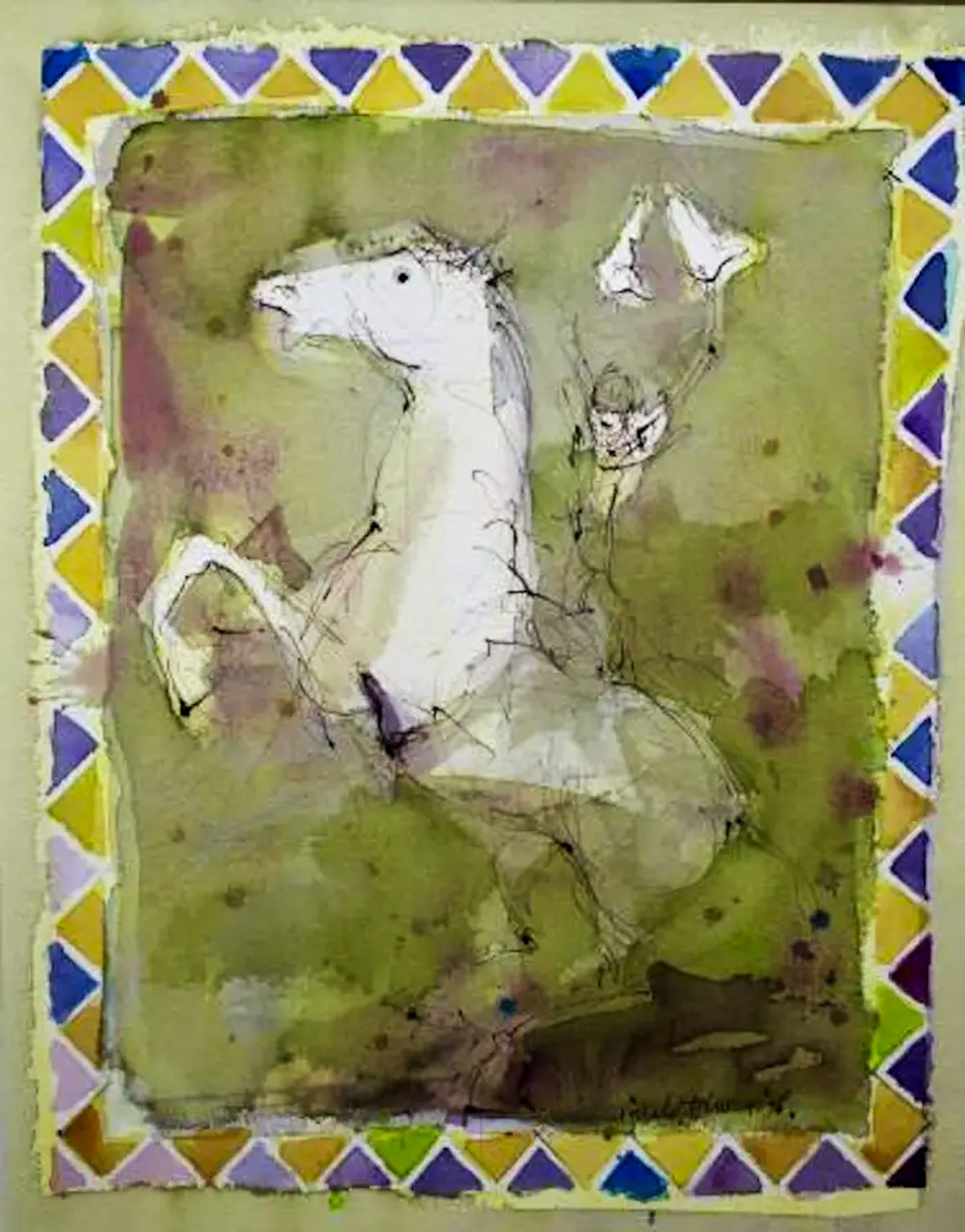 Ronald Tolman - Ingelijste aquarel: Equestrian applause - 1996 kopen? Bied vanaf 295!