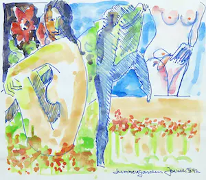 Joe Wols - Lot van drie aquarel- en stifttekeningen, Figuren kopen? Bied vanaf 1!