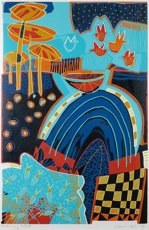 Diana van Hal - Linosnede, Fishing - Ingelijst kopen? Bied vanaf 40!