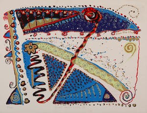 Bert Vredegoor - Blau, Bleu, Blue - 90/100 - 1985 - zeefdruk op papier kopen? Bied vanaf 20!