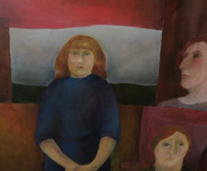 Vera de Groot - Olieverf op doek, Meisje in blauwe jurk - Ingelijst kopen? Bied vanaf 1!