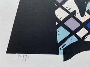 Hans Wap - kleurenlinosnede - 'Goldrush' - 1990 kopen? Bied vanaf 55!