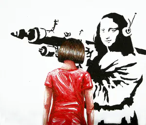 Gerard Boersma - Bazooka Mona Lisa (Vrouw kijkend naar schilderij van Banksy) kopen? Bied vanaf 75!