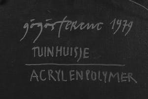 Ferenc Gogos - Acryl en polymer op paneel, Tuinhuisje - Ingelijst kopen? Bied vanaf 250!