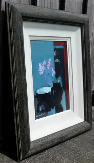 Brian Ballard - olieverf op doek: black vase in mirror - 1990 kopen? Bied vanaf 995!