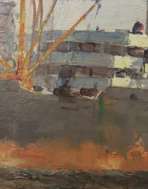 Gerard Delfgaauw - Olieverf op doek, Rotterdamse haven - Ingelijst (Groot) kopen? Bied vanaf 2000!