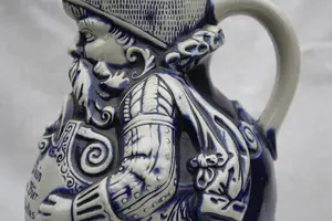 Niet of onleesbaar gesigneerd - Prachtige Orginele Gerzit Steengoed Baardman Kruik (20e eeuw) kopen? Bied vanaf 1!