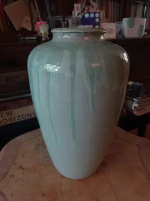 Pieter Groeneveldt - grote stroomglazuur vaas- turquoise -lichtblauw kopen? Bied vanaf 75!