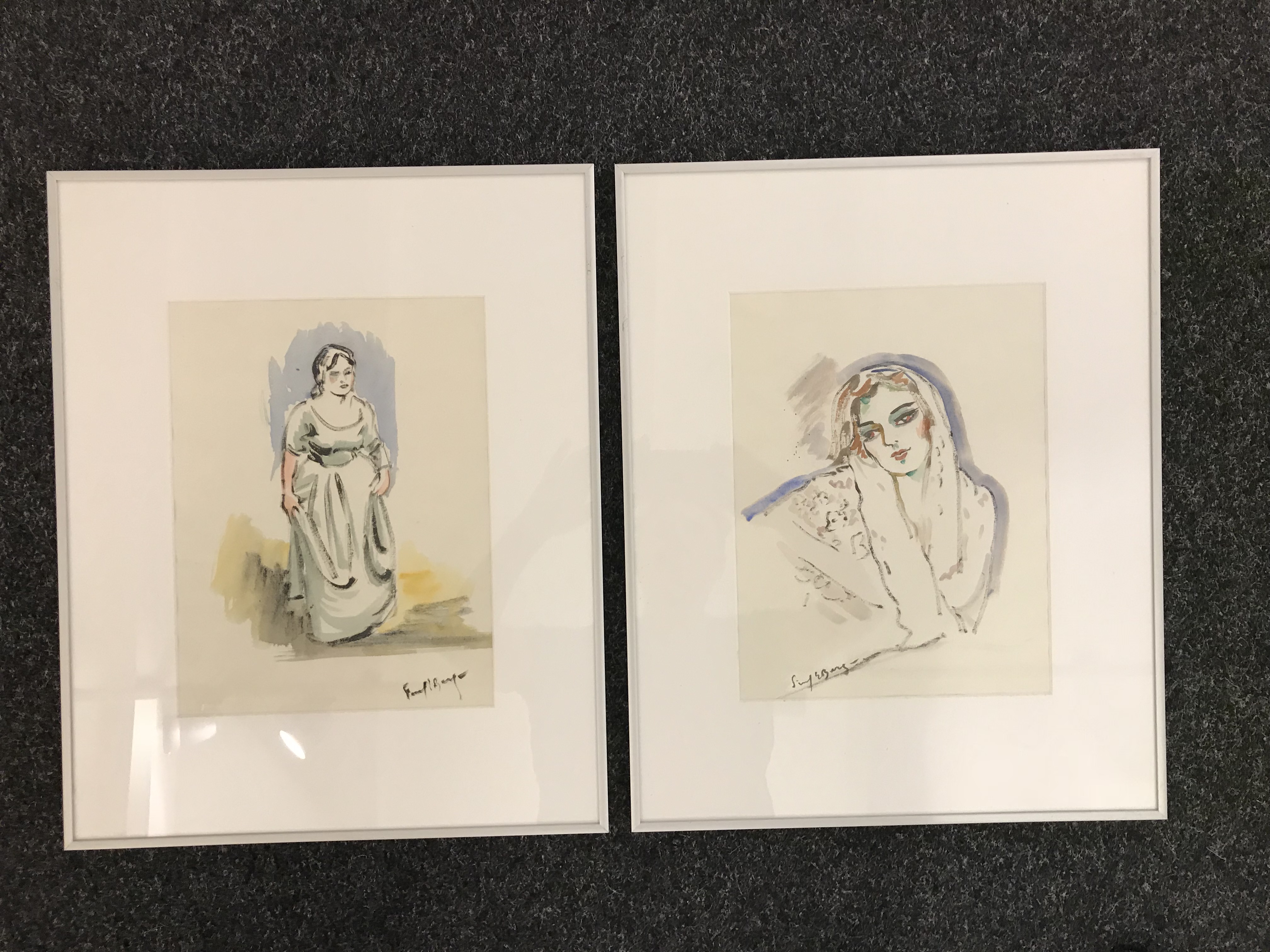 Freek van den Berg - 2 x Aquarel met lijst. kopen? Bied vanaf 199!