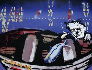 Herman Brood - zeer grote zeefdruk: Haven kopen? Bied vanaf 10!