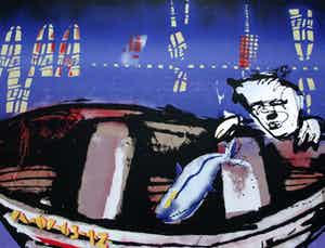 Herman Brood - zeer grote zeefdruk: Haven verkocht voor € 10!