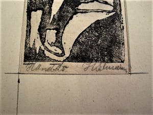 Henk Schuurman - Fraaie ca. 1930 kubistische Houtsnede - Moeder en kind - gesigneerd kopen? Bied vanaf 30!