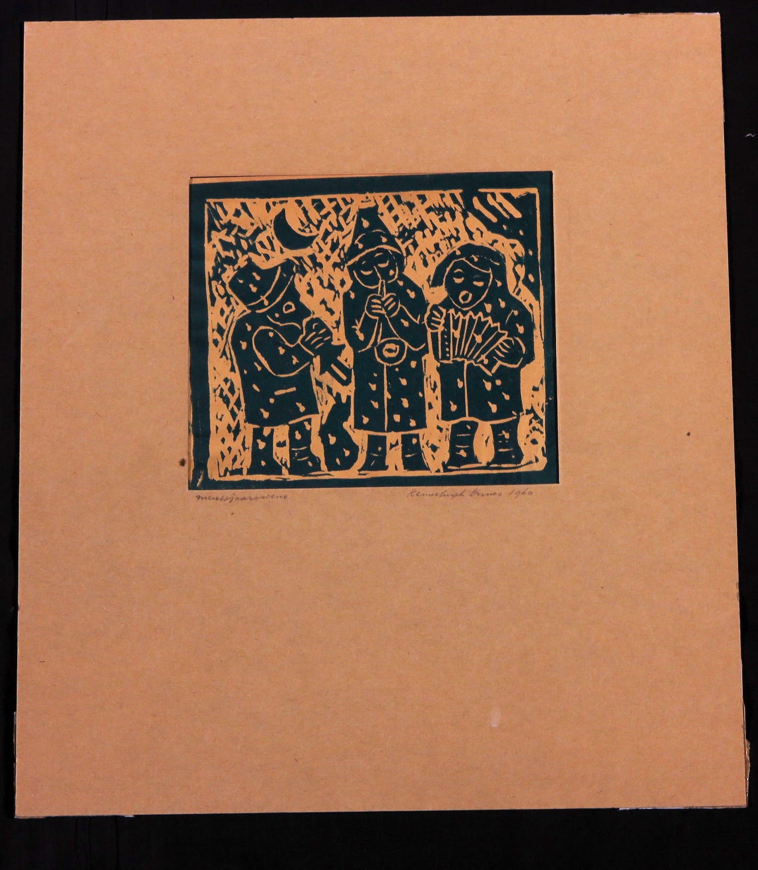 Harm Kamerlingh Onnes - Linosnede - Nieuwjaarswens 1960 kopen? Bied vanaf 1!