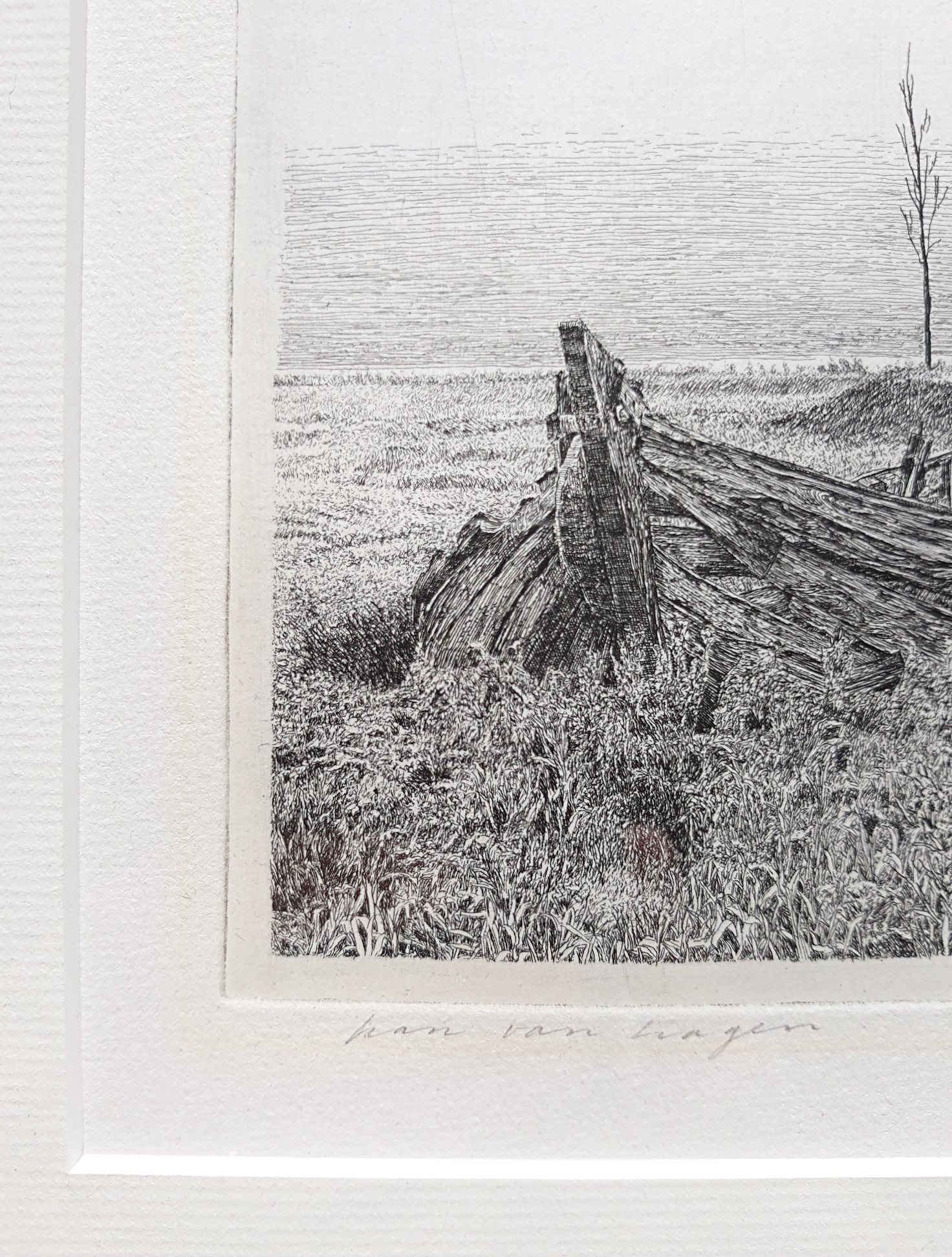 Han van Hagen - Scheepswrak bij huis, ets (prachtig ingelijst) kopen? Bied vanaf 75!