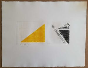 Hannes Postma - VREDESDUIF MET DRIEHOEK / ZW-W ETS EN KLEURETS + RELIEF / 50x65cm / SIG kopen? Bied vanaf 23!