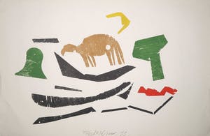 Carel Visser - Houtsnede op geschept papier, Z.T. (Groot) kopen? Bied vanaf 150!