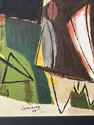 Corneille - Charlie Parker ingelijste Cobra-terragrafie op doek kopen? Bied vanaf 2200!