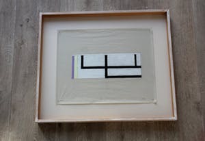 Jac Bisschops - ingelijste krijttekening op papier: geometrische compositie - 1989 kaufen? Bieten Sie von 195!