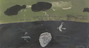 Wim Biewenga - Olieverf op papier, Zonder titel - Ingelijst kopen? Bied vanaf 150!